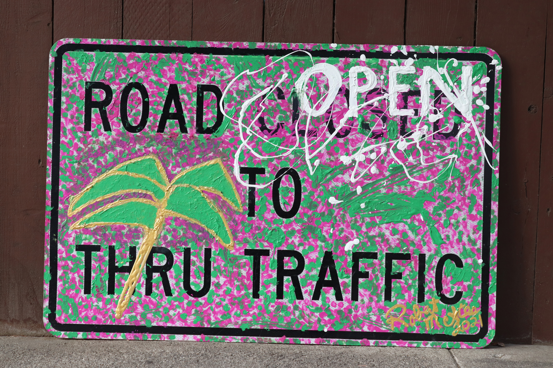 Road Open to Thru Traffic Painting by Robert McAtee