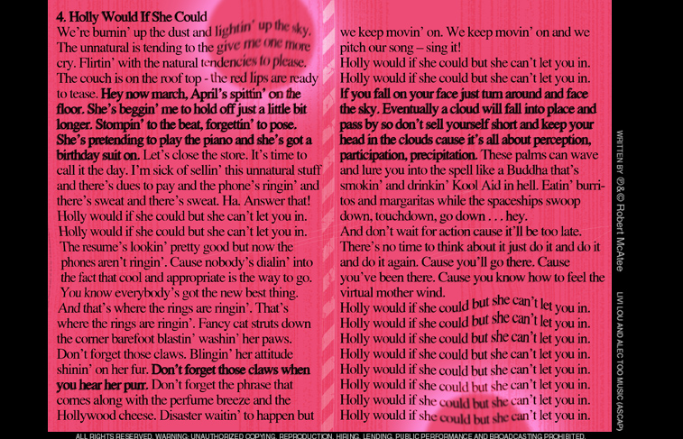 Robert McAtee HOLLY WOULD IF SHE COULD Lyrics Impasto